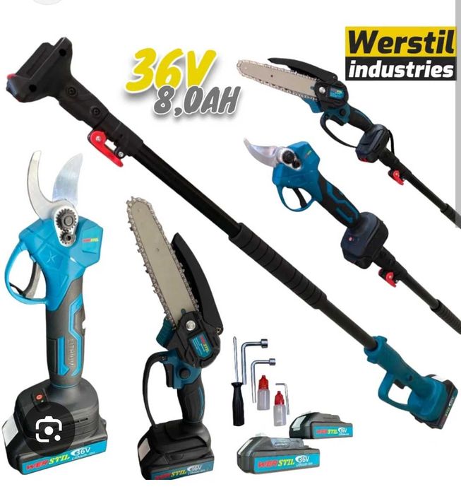 Градинска ножица и трион +телескопичен прът  3в1 36v