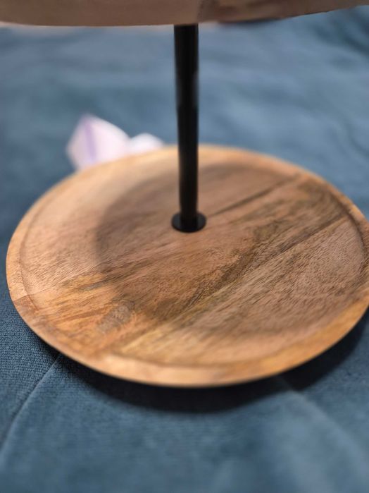 Поставка за хапки-сладки  2 нива, Дърво, Кафяв