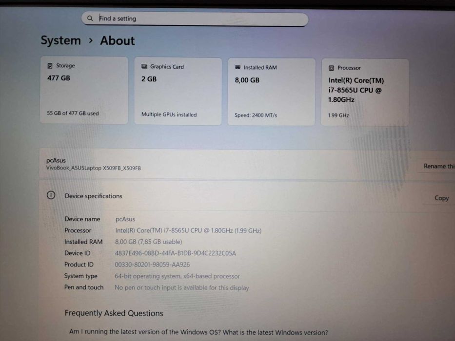 Лаптоп ASUS X509