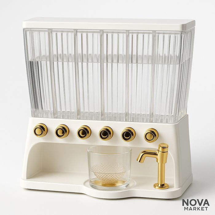 Диспенсер для воды с золотым краном и 6 кнопками