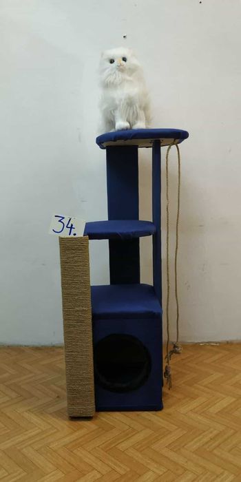 Нови 90см сглобени Котешки катерушки с къщичка – производител ОБЛЕН