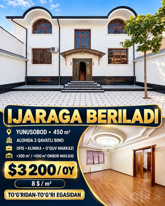 Yunusobod 19 kvartal ro'parasida yangi uy ijaraga beriladi