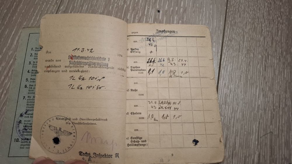 Carte de identitate soldat german aviație ww2