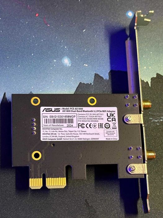 Placa de retea ASUS PCE-AX1800, Wi-Fi 6, PCIe, Bluetooth 5.2