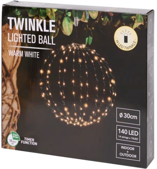 Комплект от 3 светещи LED топки – 30 см, 140 LED