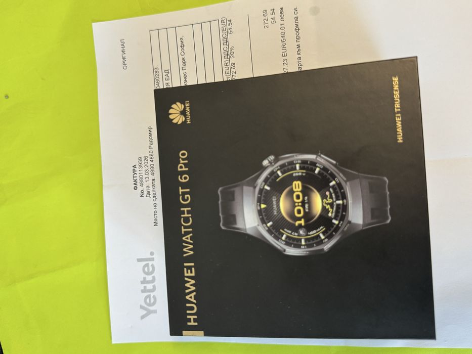 ***ЧИСТО НОВ 46mm Huawei watch GT 6 Pro Гаранция Yettel 2028 Black GT6