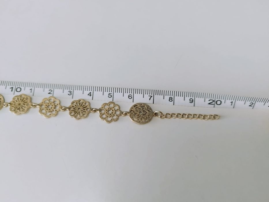 Veche bratara din argint de 925, filigran, model floral, placata cu aur, B&G
