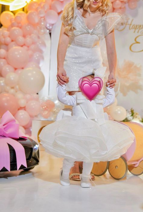 Рокли за мама и бебе, първи рожден ден, официална, бяла, туту рокля