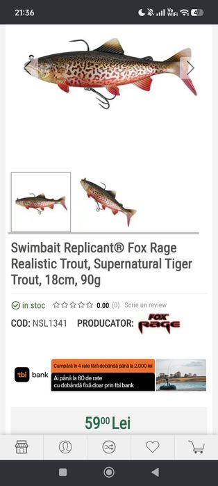 Vand naluci swimbait fox rage trout