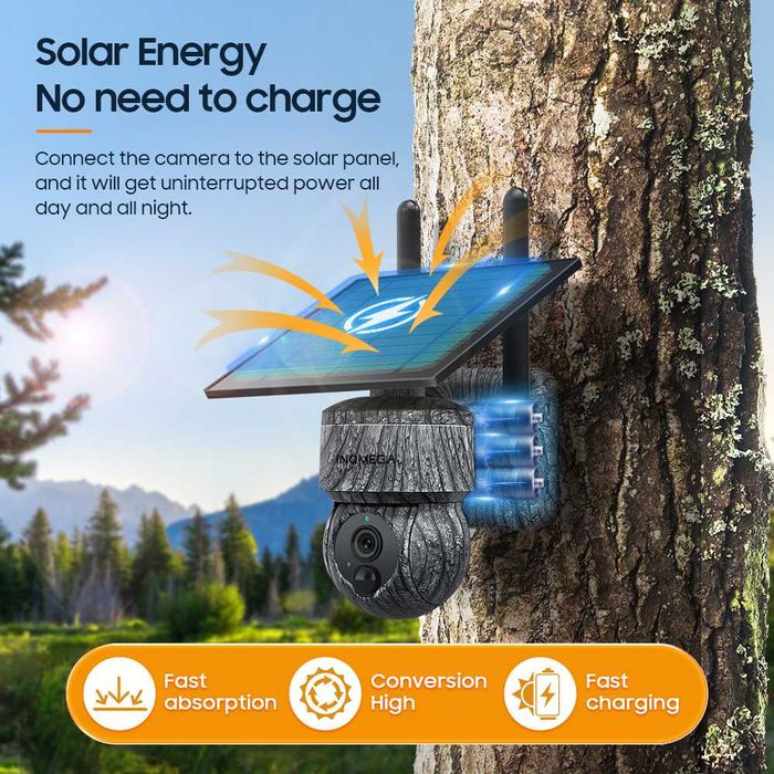 Външна соларна камера 5MP 4g безжична PTZ  4G wifi със слънчев панел