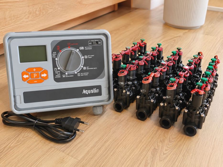 Sistem automat de irigații Aqualin – 11 stații, controller + 11 electrovalve