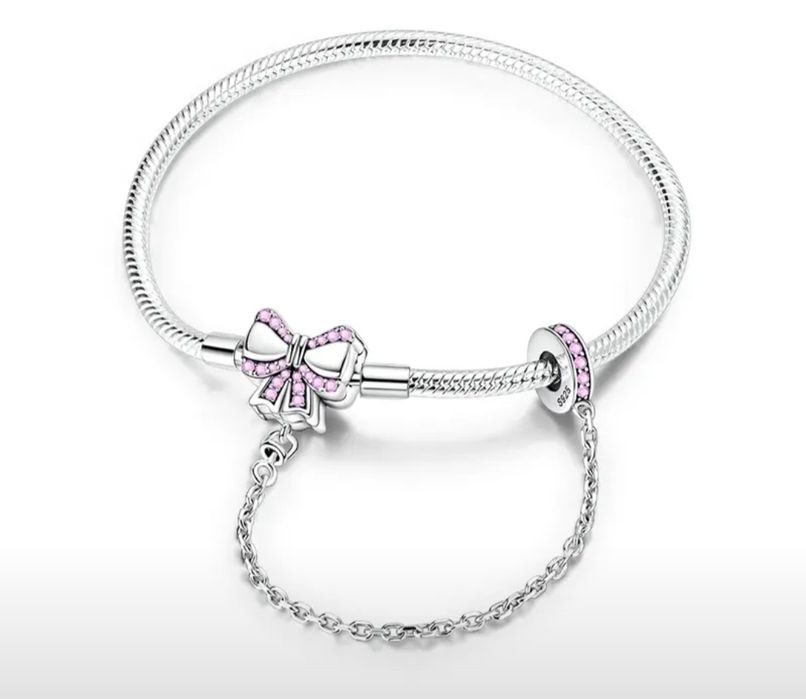 Браслет Пандора с стильным замочком в виде бантика