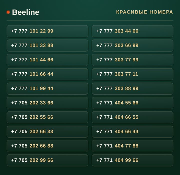 VIP номера Beeline / Красивые номера / Beeline