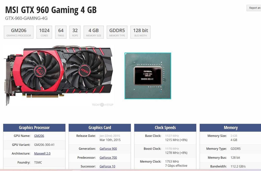 Placa video MSI GTX 960 OC 4GB GDDR5 (PCI-E 16X)