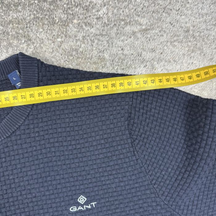 Мъжки пуловер GANT – Тъмносин – Размер L – Вафлена Плетка