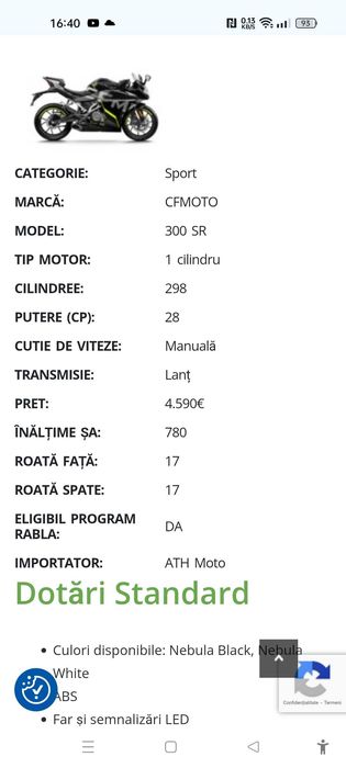Motocicletă CF Moto300SR 600km