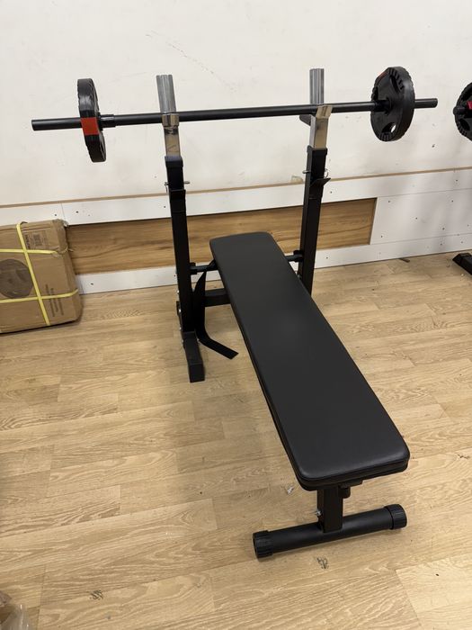 Banca piept dreapta si inclinat+bara haltera+discuri noi Germany