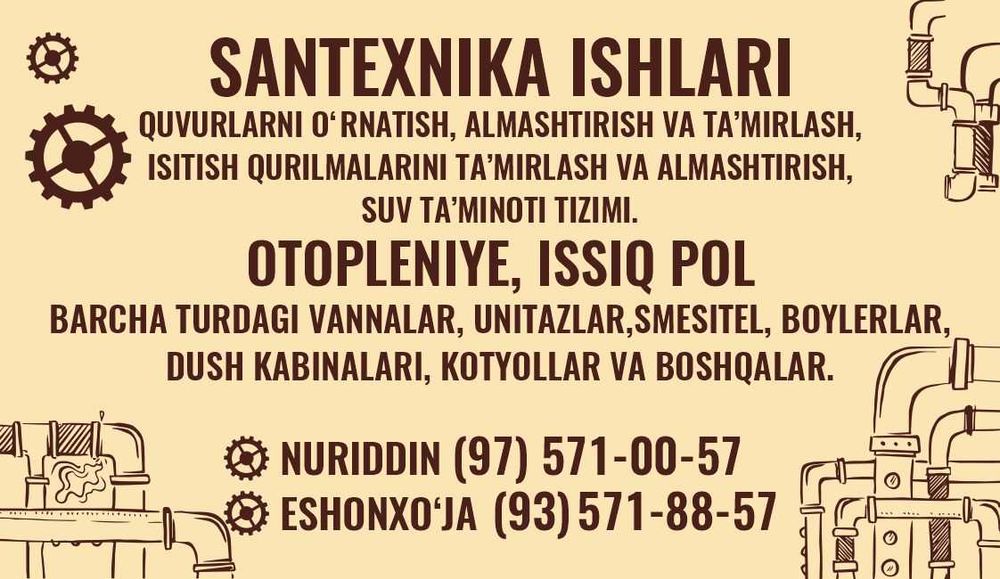 Santexnika ishlari Toshkent