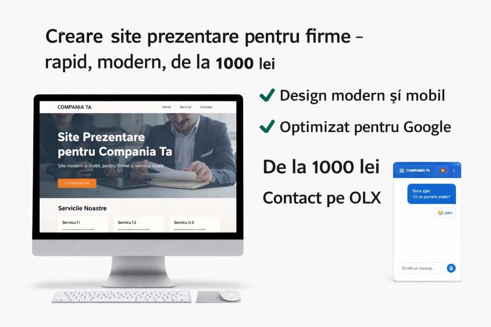 Creare site prezentare pentru firme – rapid, modern, de la 1000 lei