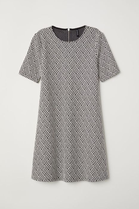 Рокля с къс ръкав / Рокля H&M / Черно бяла Рокля/ Размер XS-S