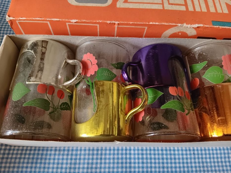 Set pahare vechi Romanesti Flora si Zana ,canita Termorezistenta RSR