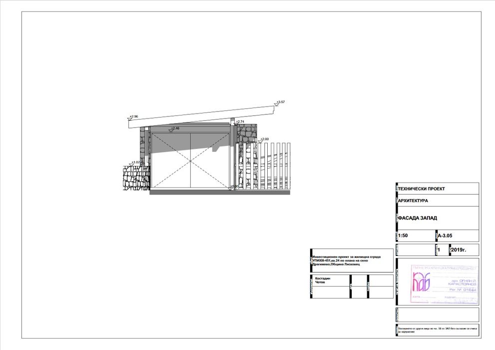 Дворно място с нов проект за къща с гараж ( частично изпълнен)