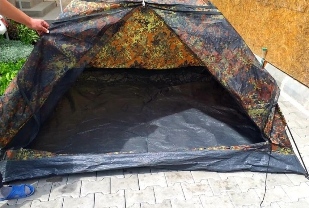 Cort camping ptr 2-3 persoane, impermeabil, cu husa, camuflaj