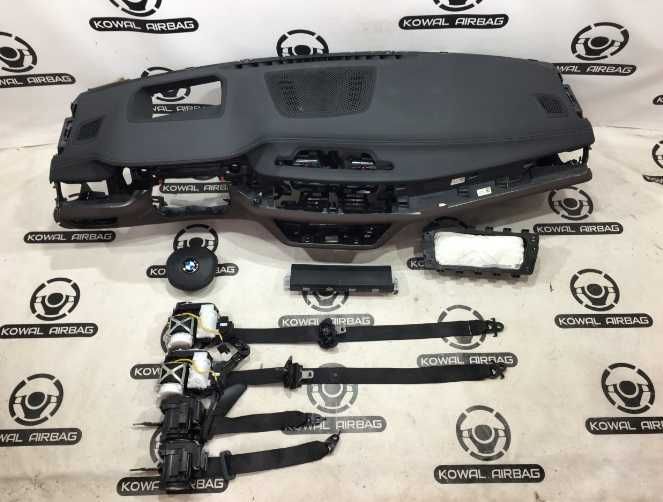 BMW 7 G11 G12 plansa de bord HUD negru / maro - kit airbag -  centuri