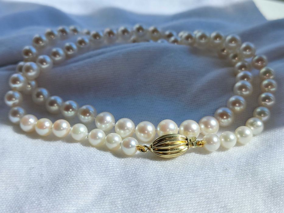 Colier aur 14k perle naturale apa sarata Perla Akoya Oyster certificat