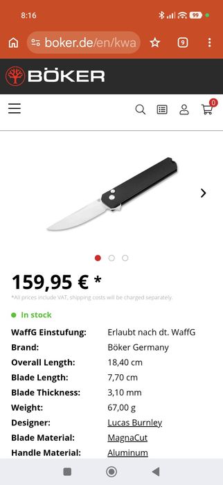 Сгъваем нож boker kwaiken button lock
