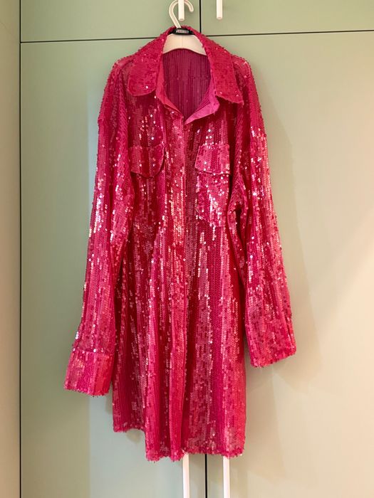 Ярко розова риза туника с пайети