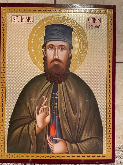 icoana veche sfantul efrem cel nou dim30x41cm icoana veche icoana