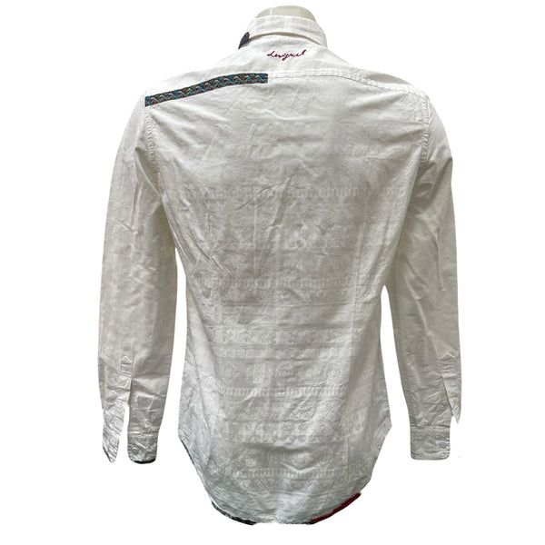 Мъжка бродирана риза DESIGUAL размер S бяла