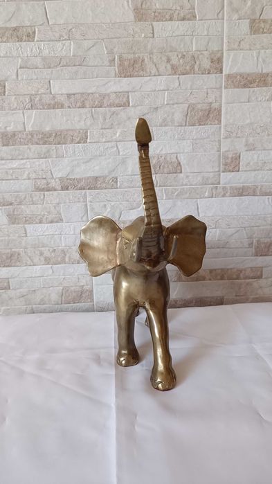 Голяма стара фигура на слон - месинг - 32см