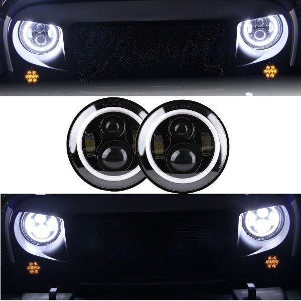 Faruri Full LED CREE Dublu Proiector compatibil cu Jeep Wrangler JK TJ