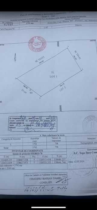 Teren intravilan curti constructi 10€ mp hinova  zona dunare