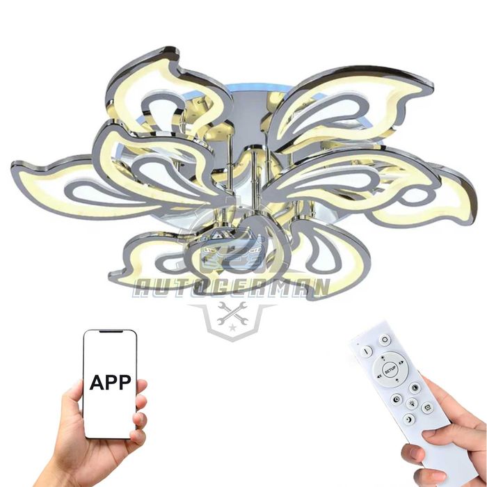 Дизайнерски плафон черен с LED 3-степенна димируема лед полилей