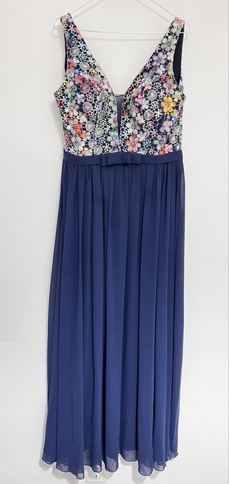 Rochie lunga, eleganta Ana Radu, La Donna: neagra, fucsia, multicolora