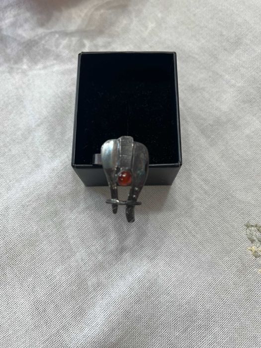 сребърен пръстен камък червен корлеоне