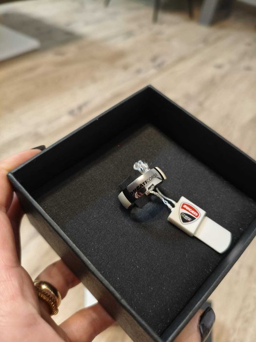 inel ducati pentru bărbați, mărimea 30, alb, inox