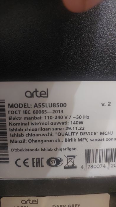 Artel 55talik televizor