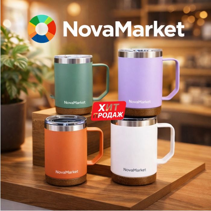 Термокружка TYESO с крышкой и ручкой