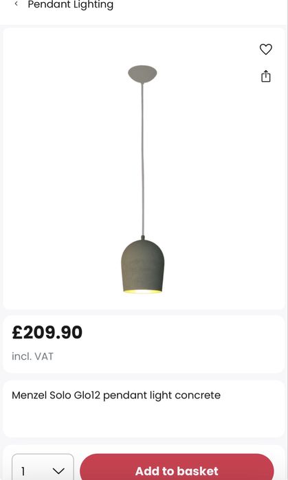 Полилей/Пендел черен; бял; стъкло; бетон, месинг