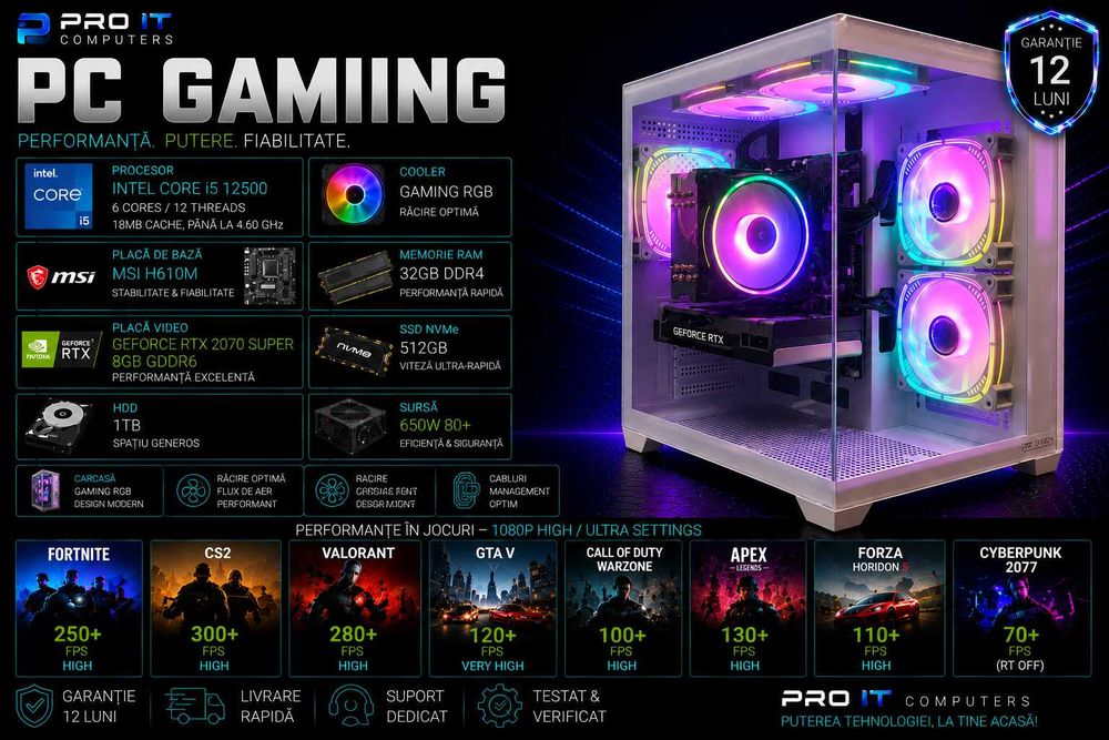 PC Gaming I5 12500, 32GB DDR4, RTX 2070 Super 8GB DDR6, 512 Nvme, 1TB