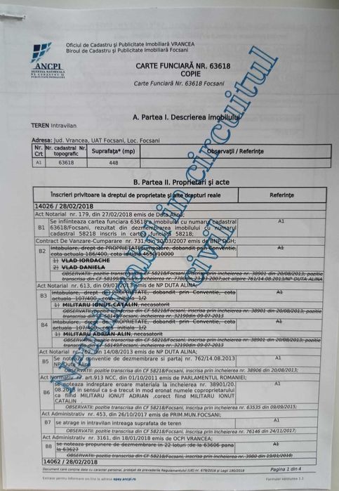 Terenuri de vanzare, loc. Focsani, jud. Vrancea