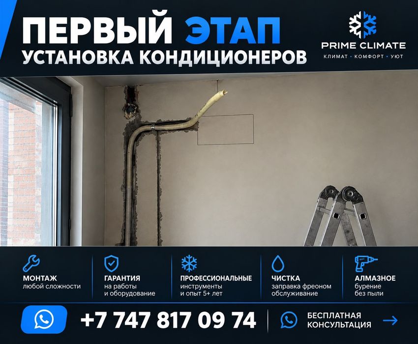 Установка кондиционера во время ремонта 1-2этап черновой монтаж ремонт