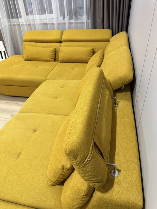 Голям ъглов диван цвят горчица кота COTTA