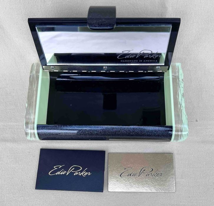 Auth Clutch Geanta Edie Parker Lara Acrilic Fosfor Verde Ice Ends Glow