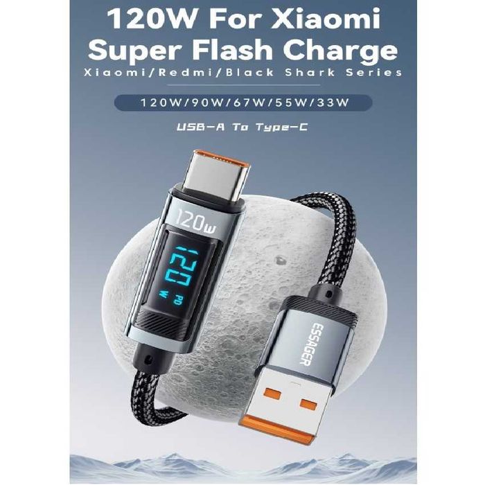 Cablu 2M 120W 6A HyperCharge TurboCharge Xiaomi Redmi/Poco/Black Shark
