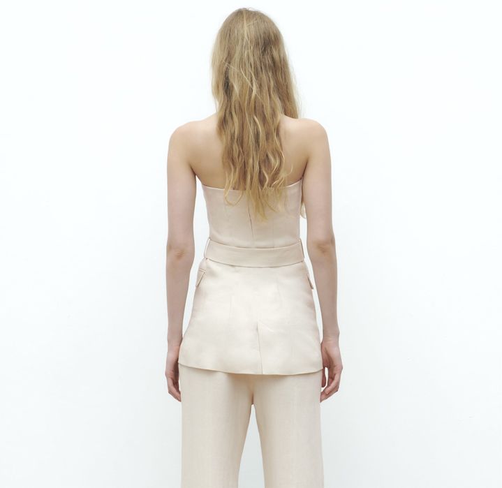 Top-corset Zara, din in,Xs si S,culoare ivoire, nou,eticheta